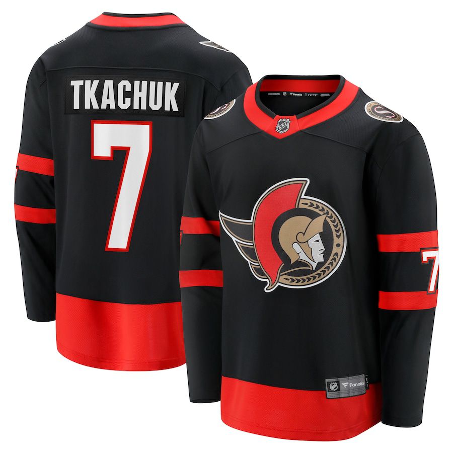 Men Ottawa Senators 7 Brady Tkachuk Fanatics Branded Black Home Breakaway NHL Jersey